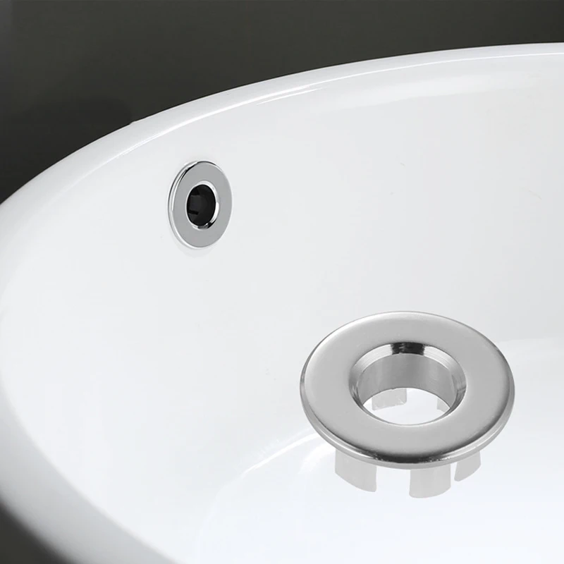

Bathroom Basin Sink Overflow Ring Kitchen Basin Trim Bath Sink Hole Round Overflow Drain Cap Silver Insert Sink Accessories