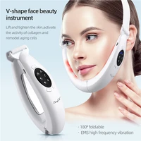 ckeyin ems face life chin v shape face lifter double chin removal face massager skin lift up led light beauty care beauty tools