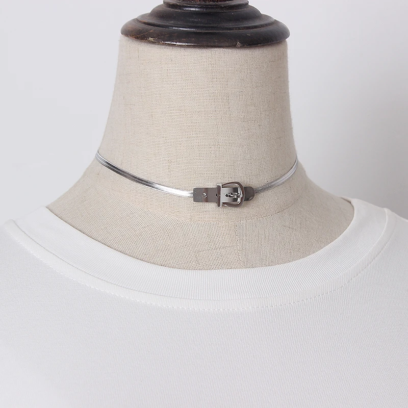 Классическое шикарное ожерелье женское простое из титановой стали цепочка для