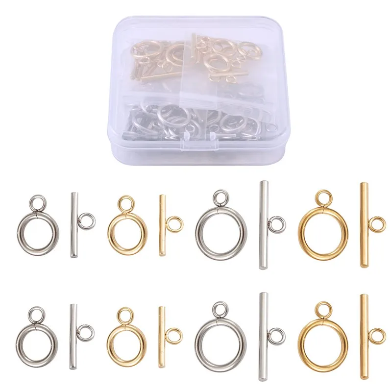 

Pandahall 30sets/box 304 Stainless Steel Ring Toggle Clasps OT Clasps Hook Connector for Jewelry Making DIY Bracelet Supplies