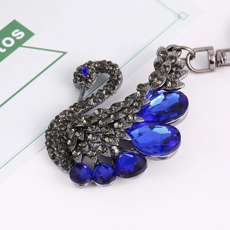 XDPQQ Fashion Jewelry Peacock Keychain Series Car Bag Pendant Rhinestone Swan Alloy Flamingo Key Ring Female | Украшения и
