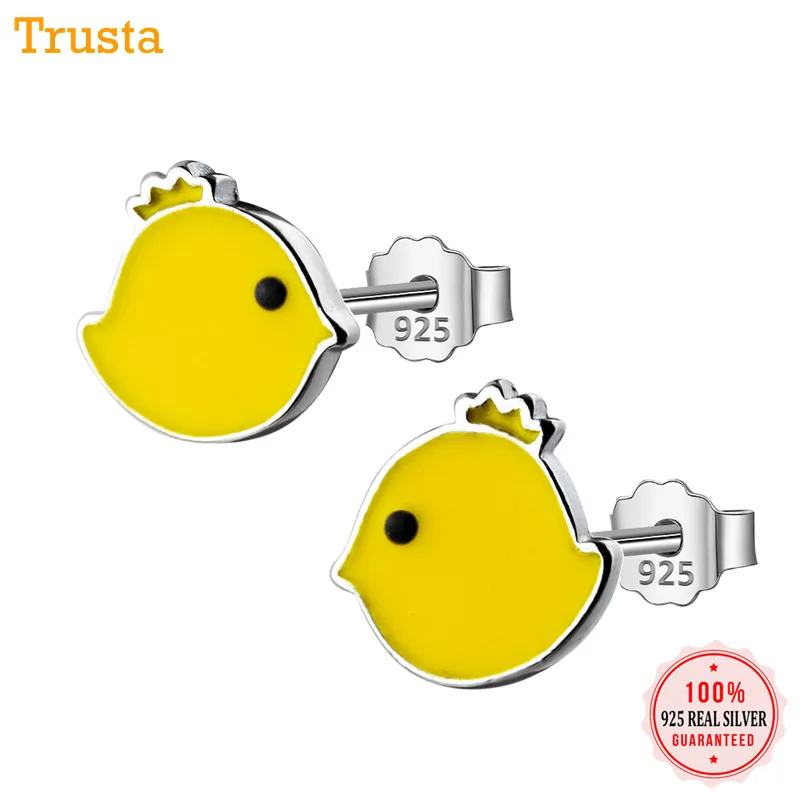 Серьги-гвоздики из серебра 100% пробы с желтой глазурью | Украшения и аксессуары