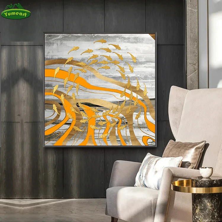 Абстрактная масляная живопись напечатанная на холсте HD плакаты принты рыба
