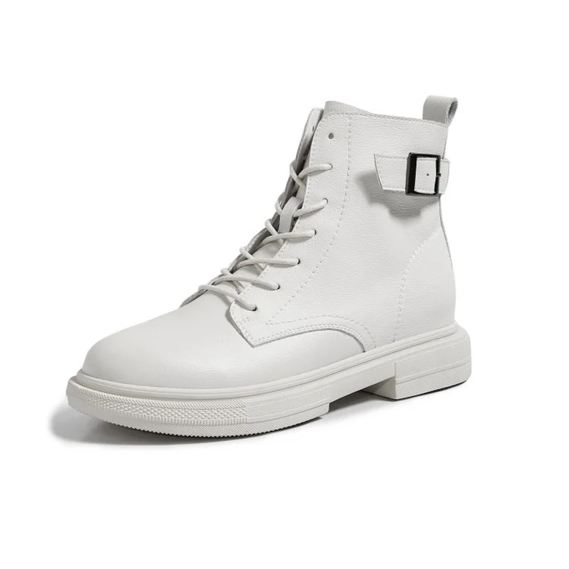 

New Women Real Leather Ankle Boots Thick Bottom Zipper Shoes Woman Winter Warm Shoes Platform Fashion Cool Footwear Size 34-40