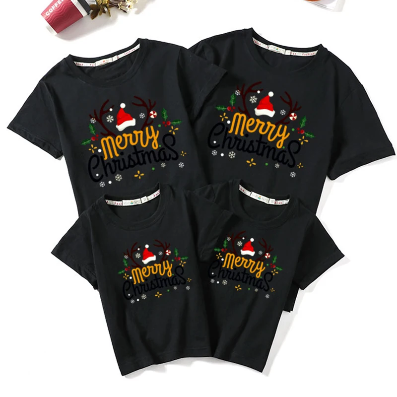 Christmas Family Matching Outfits Girls Boy Mom Dad T-shirt Look Mother Daughter Clothes Adult Kids | Мать и ребенок