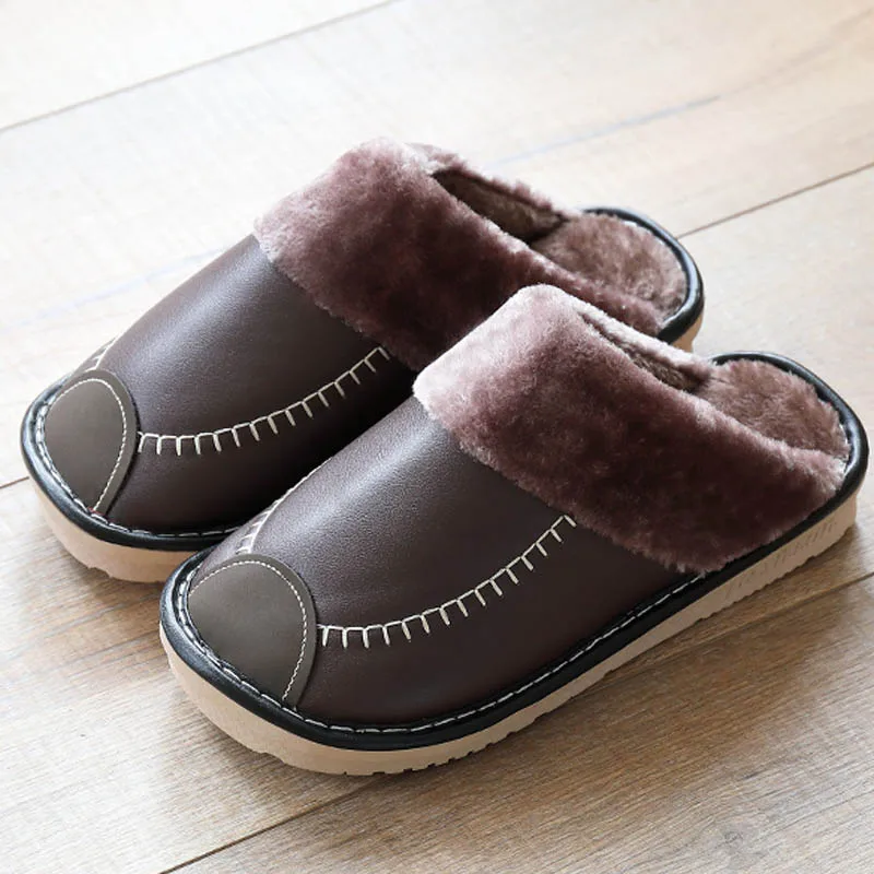 

Home Floor Slippers Winter Plush Flat Heel Anti Skid Men Women Lovers Family Bedroom Carpet House Shoes