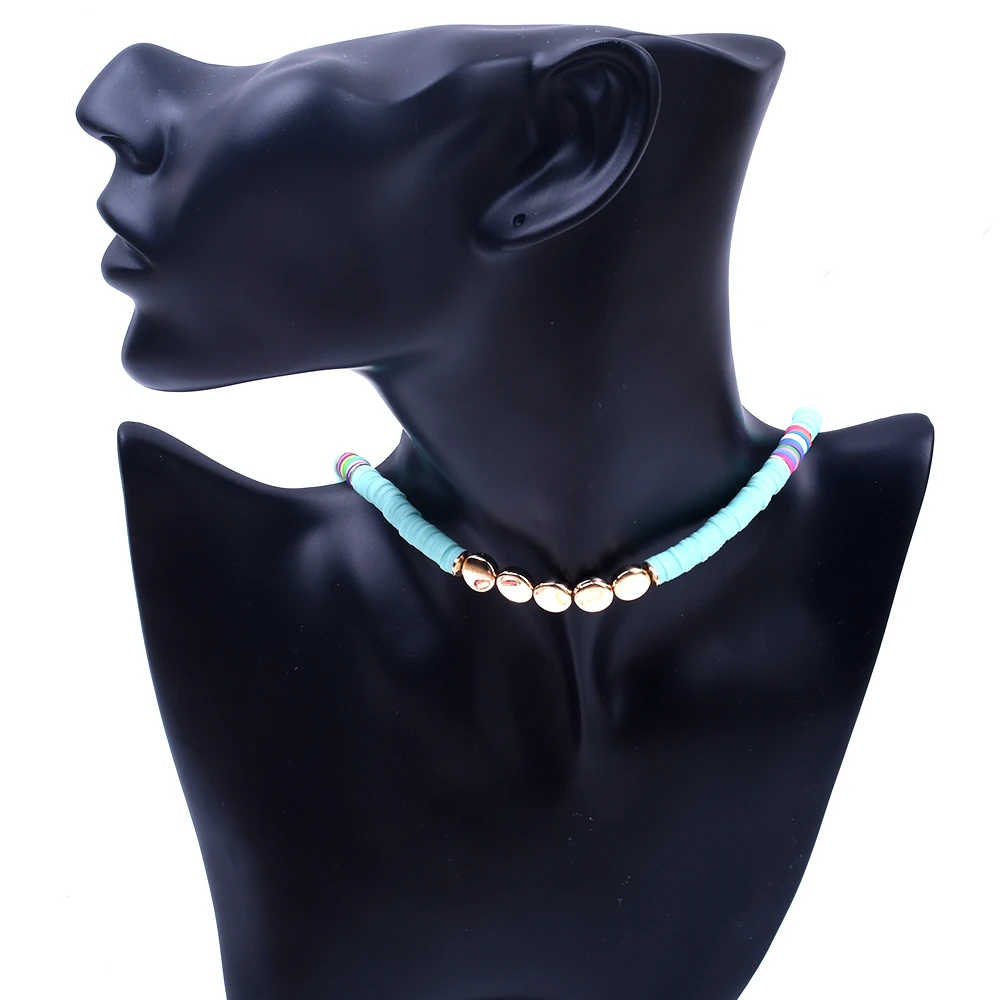 

2020 Women's New Fashion Soft Ceramic Necklace Necklace Bohemia Adjustable Color Clay Collar Necklace Beach Jewelry