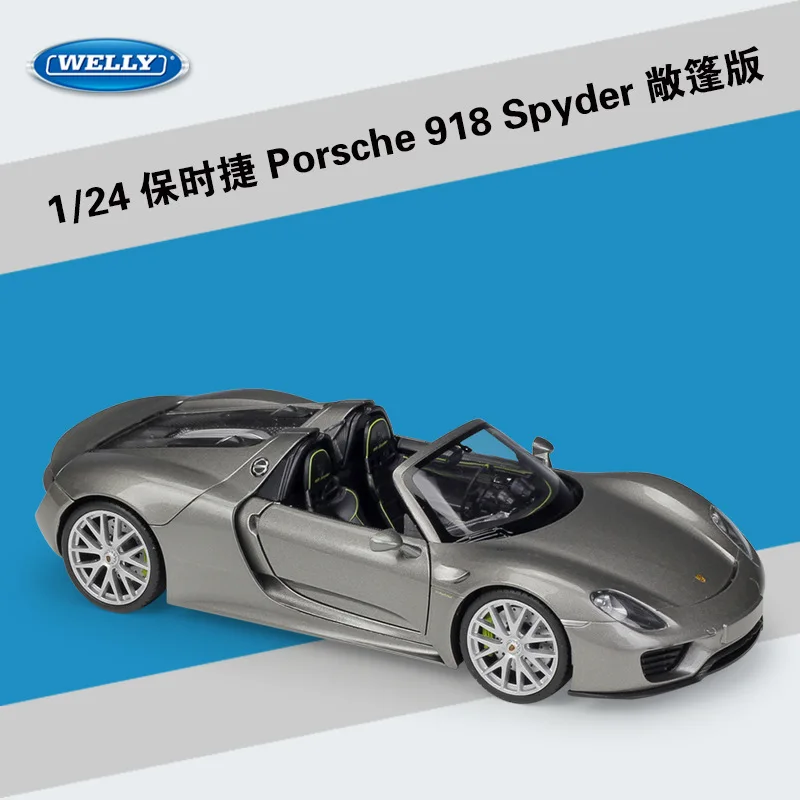 918 Spyder Welly 1:24 Porsche 918 модель автомобиля из сплава Модель автомобиля украшение автомобиля коллекция Подарочная игрушка Литье под давлением модель игрушка для мальчиков - Цвет: 918 Spyder