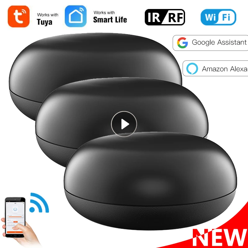 

Tuya WiFi RF+IR Smart Remote Controller Tuya/Smart Life App Remote Control Support Alexa Google Home For TV Air Conditioning