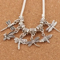 mix bee dragonfly insect charm beads 120pcs zinc alloy dangle fit european bracelet jewelry diy bm31