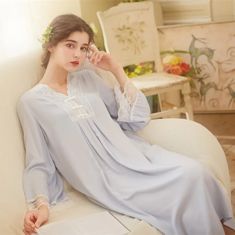 Летняя новая красивая ночная рубашка в винтажном китайском стиле с пряжкой