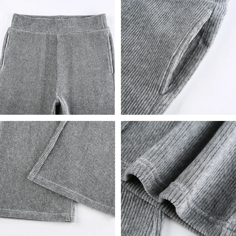

Solid Y2k Female Corduroy Flare Pants Women Casual Fall Winter 2020 Harajuku Long Stretch High Waist Trousers Sweatpants Capri