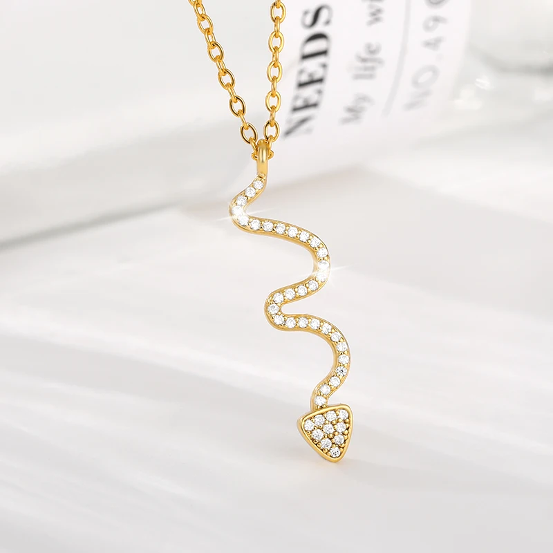 

Fashion Animal Snake Dangle Zircon Pendant Necklace for Women Minimalist Choker Chain Female Birthday Jewelry Bijoux On-Sale