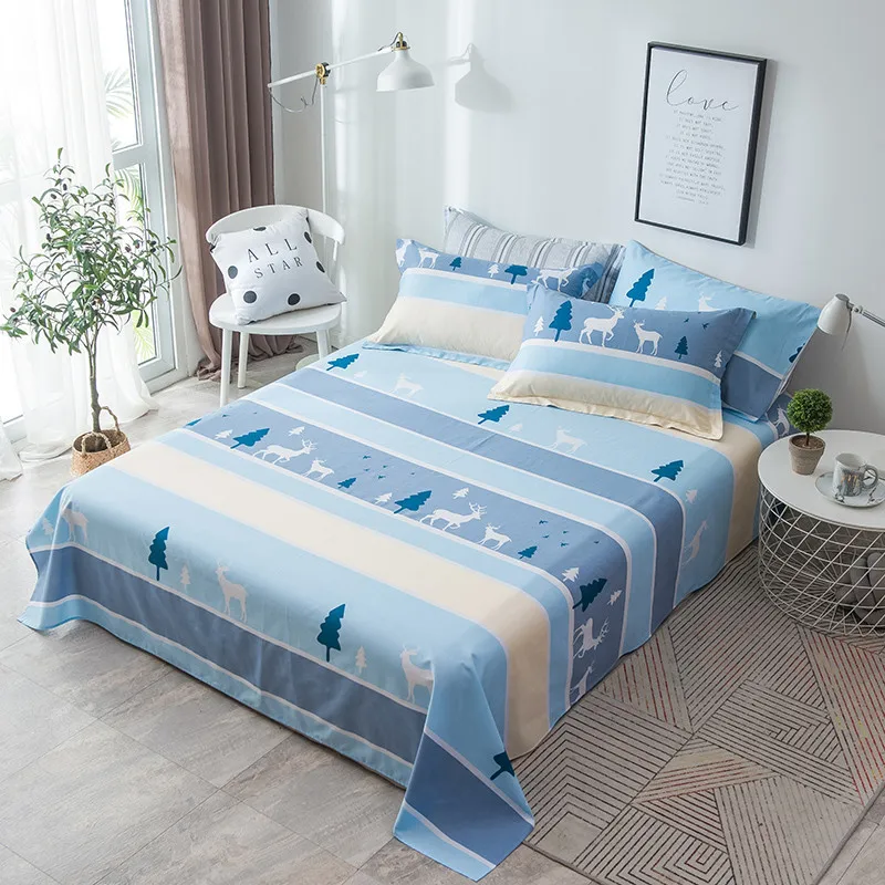 

Yaapeet 1pcs Polyester Flat Bedsheet Simple Printed Bedding Sheet Mattress Cover Bed Sheet Bedspreads Cover Queen King Size