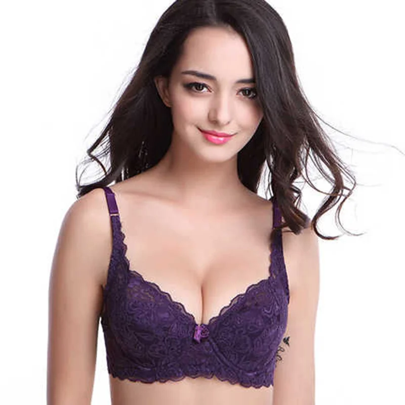 Стальной бюстгальтер с бесплатной поддержкой тонкий секционный кружевной без