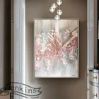 Абстрактная картина маслом с розовым, белым и золотым пигментом, Картина на холсте, современные настенные картины для гостиной, украшение для дома