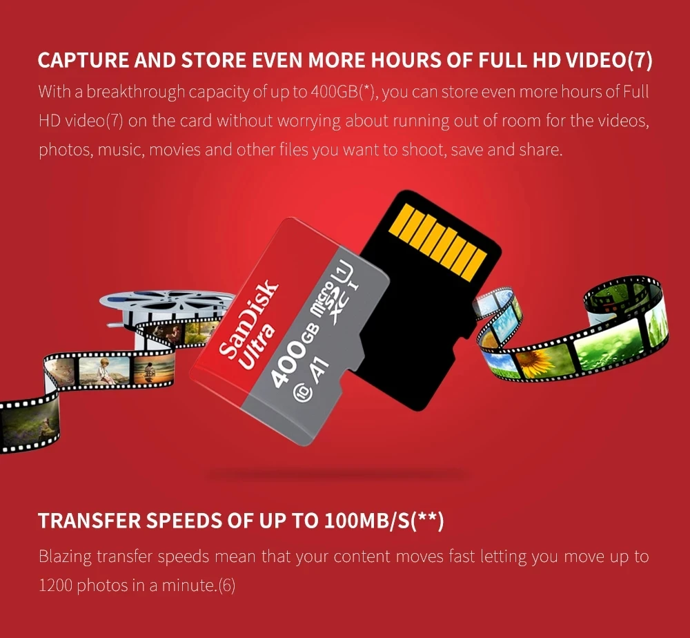 SanDisk Memory Card Ultra A1 1TB 64GB 128GB 256GB 400GB 512GB SDXC UHS-I Class10 120M/s micro SD 16GB 32GB TF carto memoria | Компьютеры и