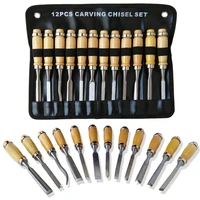 12pcspack wood sculpture carving chisel tool set diy art craft woodworking with carrying case for beginners