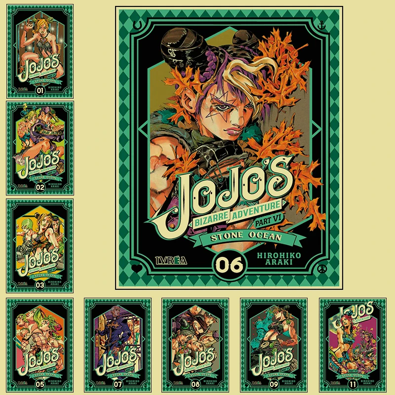 

Vintage Jojos Bizarre Adventure 6 STONE OCEAN Anime Posters And Prints Figure Canvas Painting Home Decor Retro Wall Art Pictures