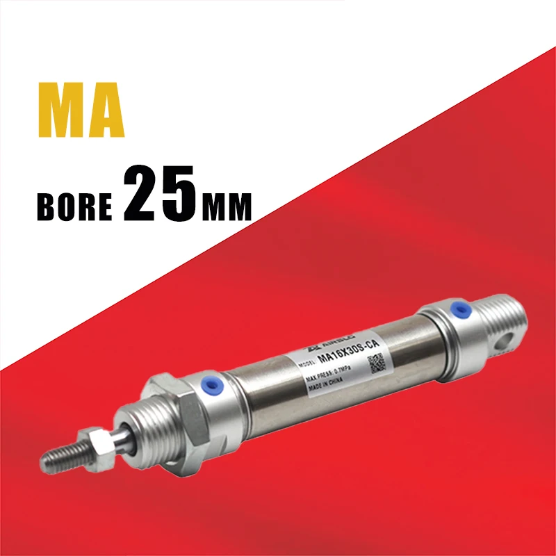 Пневматический мини-цилиндр из нержавеющей стали диаметр 25 мм 10-300