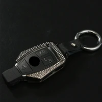 zinc alloy with diamond car key case remote fob shell cover keychain for mercedes benz c e class 2 3 buttons key