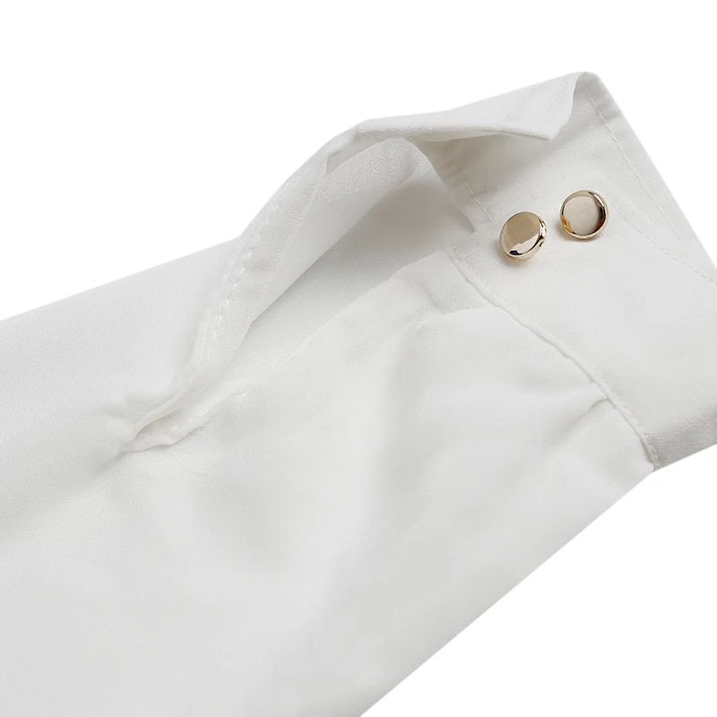 

Fashion Women's Solid White Shirts Office Lady Workwear Spring Summer Long Sleeve Chiffon Blouse Female Elegant V-Neck Tops