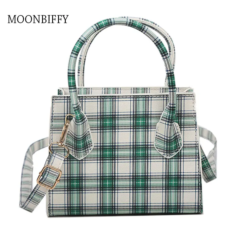 

Fashion Vintage Women Handbag PU Leather Tote Purse Plaid Female Simple Underarm Shoulder Crossbody Lady Top-handle Bag