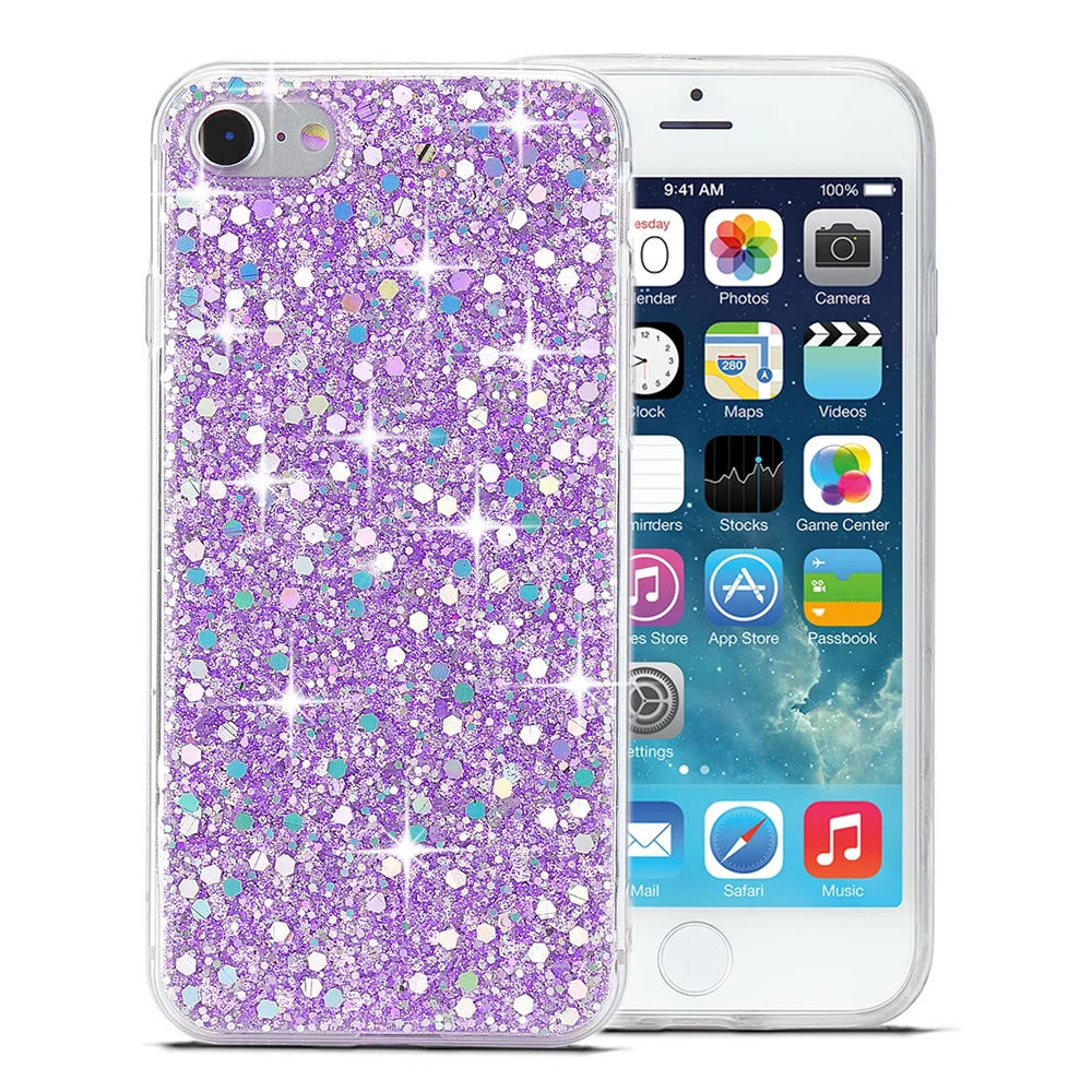 LLZ. COQUE милый Алмазный чехол для телефона для IPhone 11 Pro XS Max XR X 6 6S Plus 5 5S SE 7 8 Plus Блестящий силиконовый чехол Funda Capas - Цвет: purple