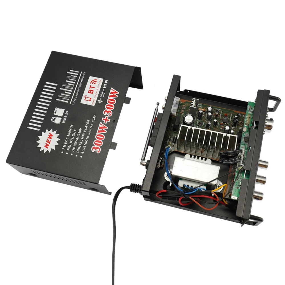 Портативный мини усилитель мощности 600 Вт 2CH аудио 12 В/220 В ЖК дисплей Hi Fi стерео