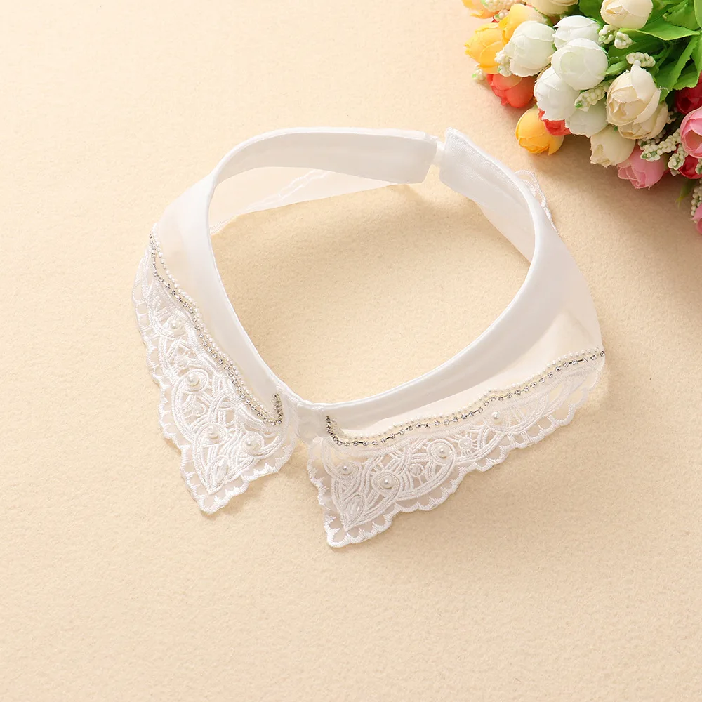 

Mesh Floral Embroidery Fake Collar Detachable Collar Women White Lapel Necklace Choker for Sweater Dress Hollow False Collars