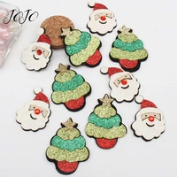 jojo bows 10pcs glitter christmas felt patches for needlework christmas accessories for craft apparel sewing holiday decoration