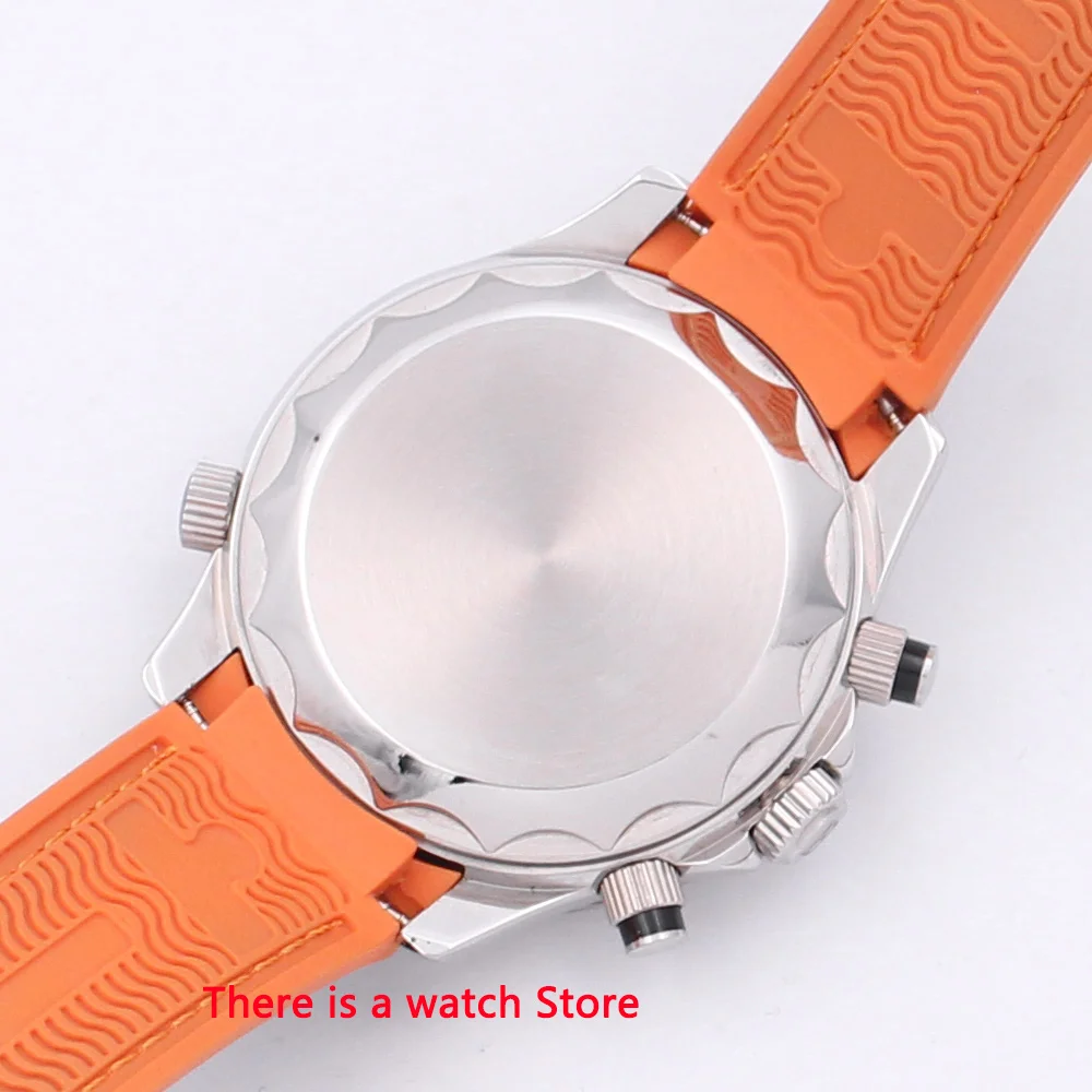 

Bliger 41mm Quartz Watch Men Sapphire Glass Luminous Waterproof Rubber Strap Calendar Sport Chronograph Function Wristwatch Men