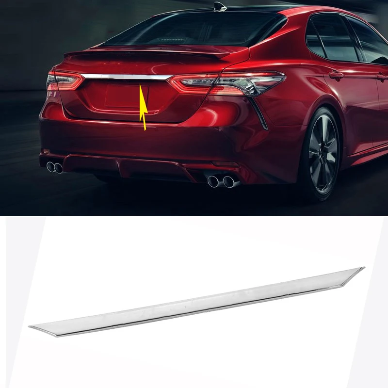 Для Toyota Camry 2018 2019 роскошный углеродное волокно ABS хром номерной знак багажник