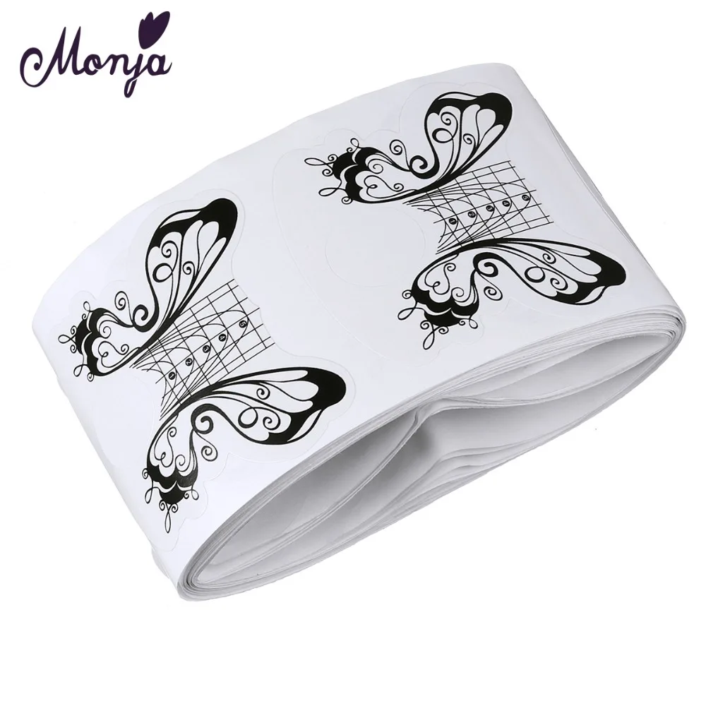 Monja 50 шт., в форме бабочки Nail Art французский акриловые УФ-гель Советы Расширение строитель форма Руководство трафарет для маникюра