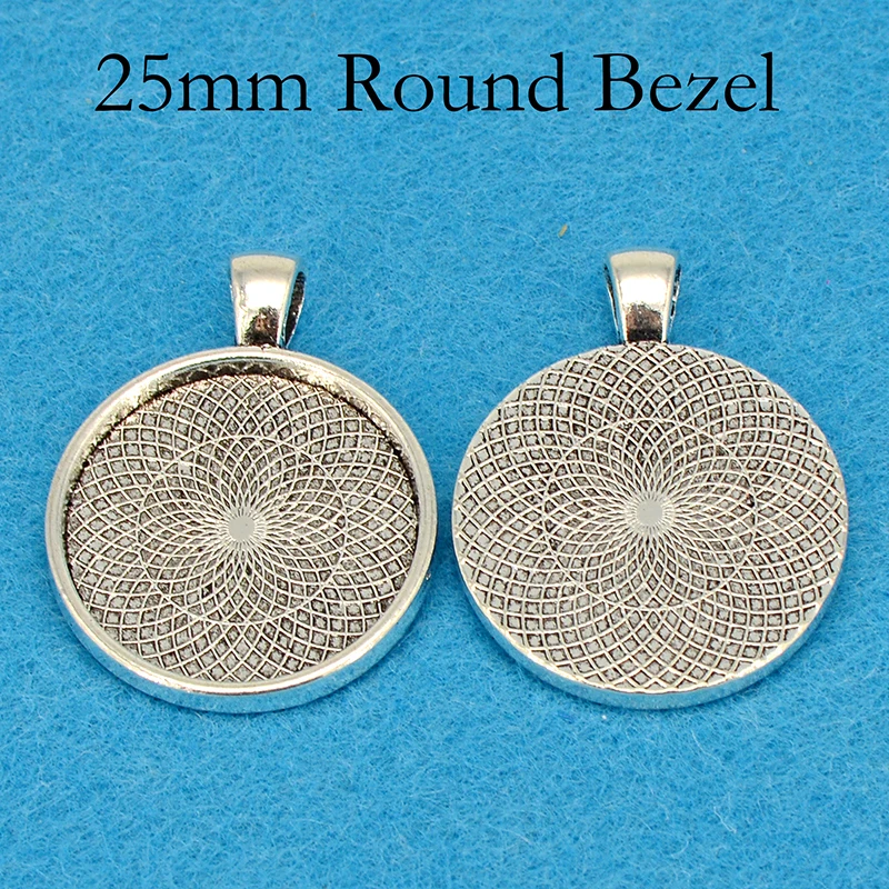 100 x круглая рамка кулон пустой 25 мм кабошон установка посеребренные золотой цвет