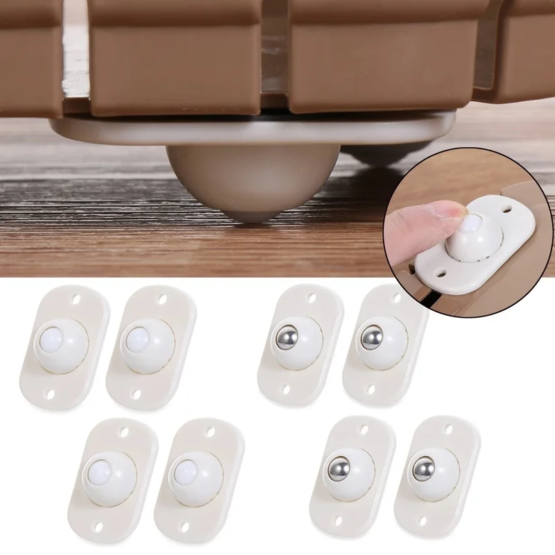 

4pcs Caster Pulley 360 Degrees Universal Wheel Sticky Low-noise Storage Box Roller Stainless Steel Pulley Plastic Caster