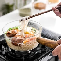 400600ml clear glass wooden handle milk pot salad bowl heat resistant household kitchen gas stove cooker noodle cooking pan