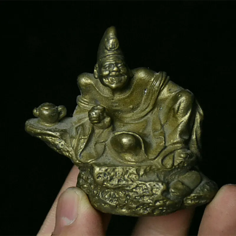 

Collect Chinese Buddhism Temple Pure Bronze Copper Ji Gong Buddhist Monk Statue Statues for Decoration Collection Ornaments