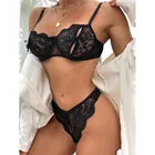 Женское нижнее белье, прозрачный комплект с бюстгальтером пуш-ап, комплект нижнего белья, кружевной бюстгальтер без косточек и трусики, сексуальное нижнее белье с бантом, комплект для вечеринки LNE406
