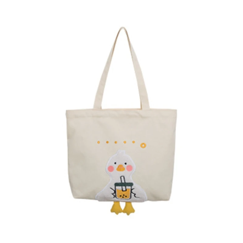 

Large Canvas Cute Duck Shoulder Bag Zipper Casual Tote Shopping Handbag 517D