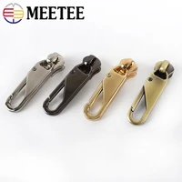 meetee 5pcs 5 zipper slider for nylon metal zips metal snap clasp pendant zipper puller diy repair parts zip head bag accessory