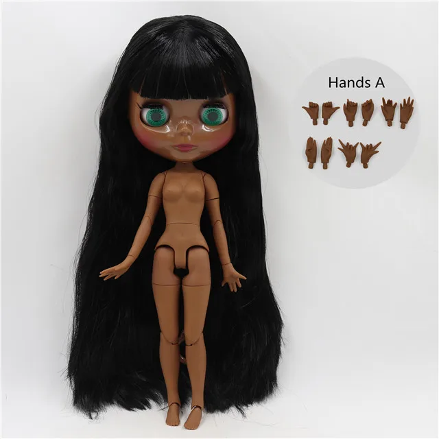 doll with hands A ICY factory шарнирная кукла blyth супер черная кожа темная кожа тон сустава тела черные волосы 30 см игрушка - Цвет: doll with hands A