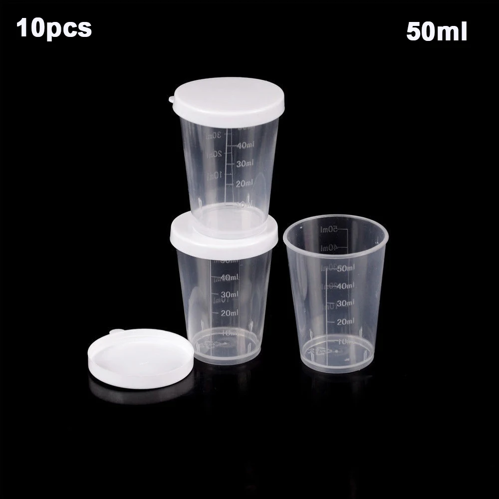 

50 ml plastic transparent measuring cups with lid for laboratory test calibration of liquid measuring cups for baking supplies
