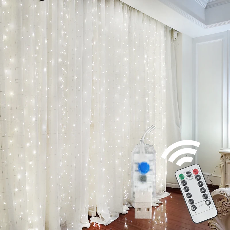 

Remote Control USB Wedding Garland Curtain 3M Light/Bedroom Fairy LED String Lights Christmas Decoration Holiday lights
