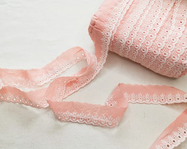 3 м/лот 5 см розовая 100% хлопковая вышивка кружева французская кружевная Лента