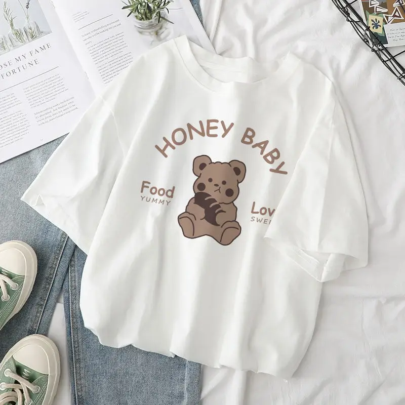 

2021 summer new white short sleeve Swea T-shirt for female students Shirt t shirt