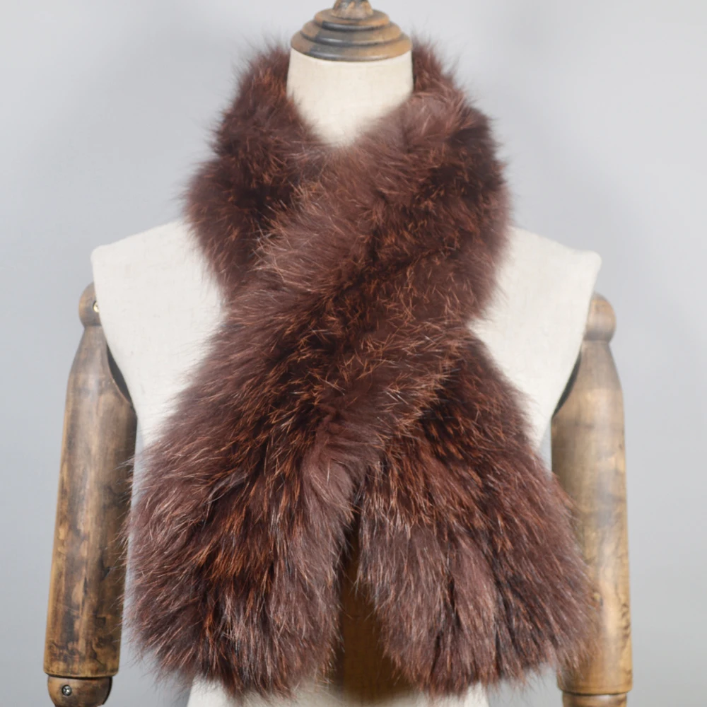 Женский шарф из натурального Лисьего меха зимний теплый мягкий вязаный ручной