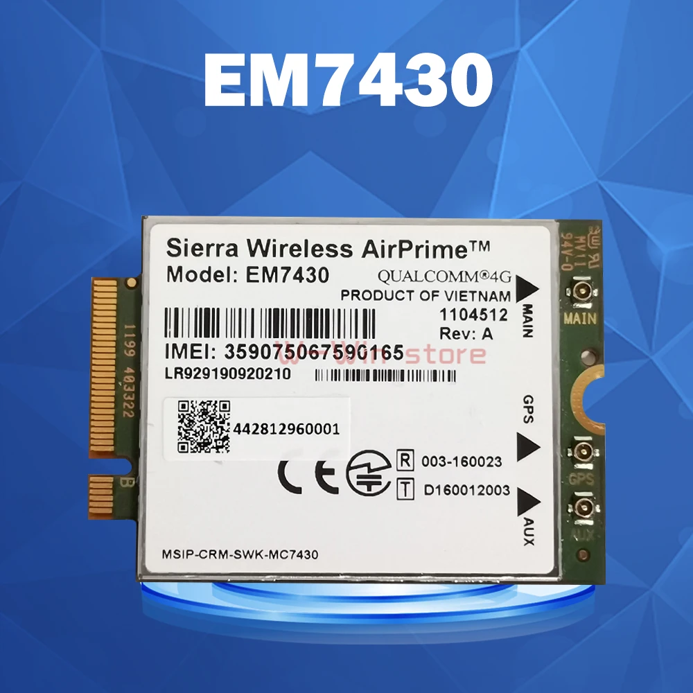 

Модуль-карта EM7430 LTE Advanced Cat-6, 4G, модем M2 ngff, 300 Мбит/с, 4G