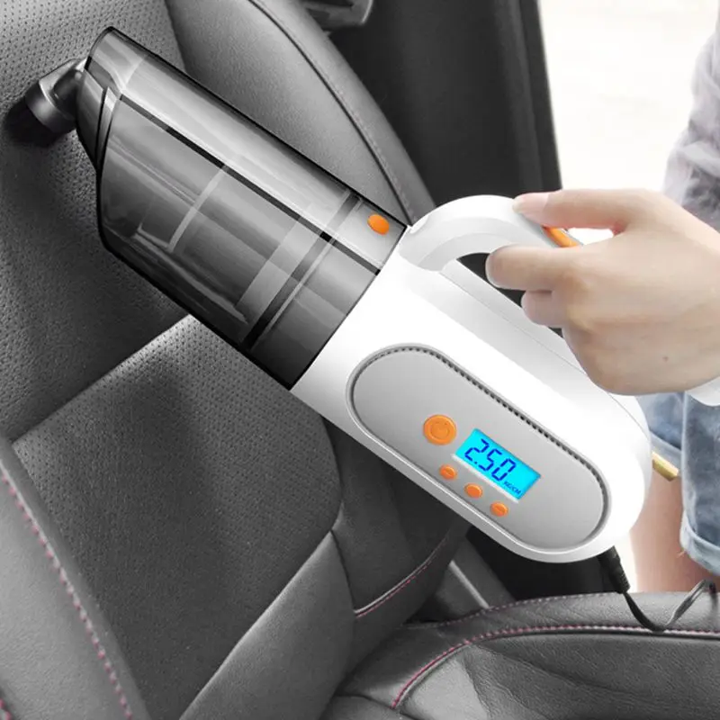 

Multifunctional Vehicle-mounted Vacuum Cleaner with Air Pump Tire Pressure Monitoring Lighting Portable Car Vacuum