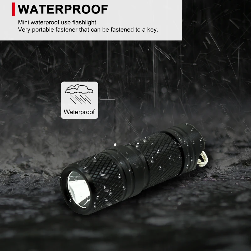 Portable Mini Pocket LED Flashlight USB Rechargeable Waterproof White Light Keychain Torch Super Small Lanterna + 10180 Battery | Освещение